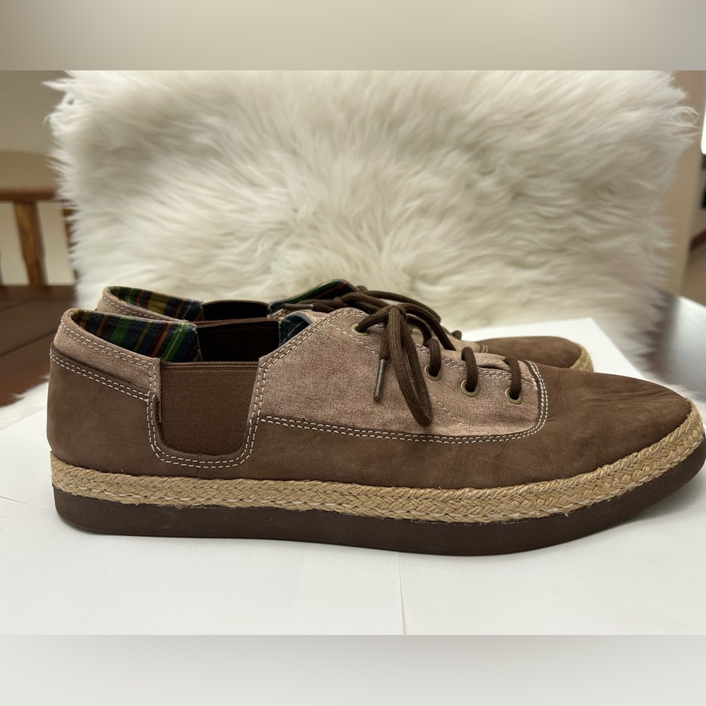 UGG Size 11.5 Men Wixson Grizzly Nubuck Shoes Lace Up Brown Leather
